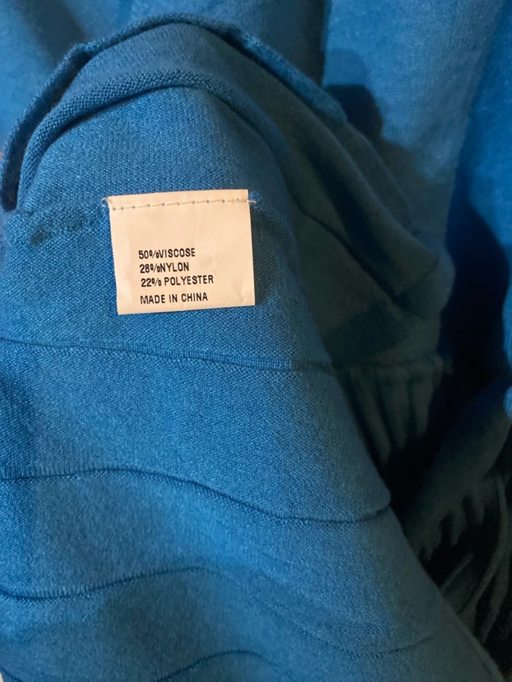 ZESICA Blue Wrap VNeckline Ribbed Knit Pleated Pullover Sweater Dress Medium NWT - Picture 5 of 6